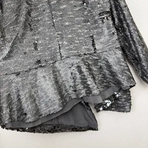 Free People Jacket Womens Large Gray Sequin Open Front Draped Long Sleeve Party thumbnail 7