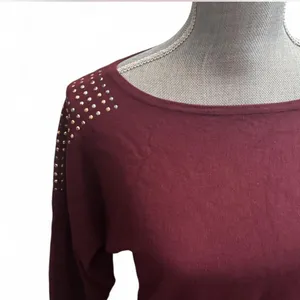 Cable & Gauge Burgundy Studded Sweater thumbnail 2