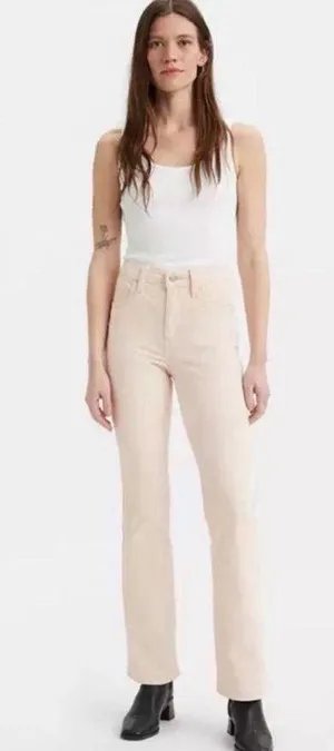 Levi's 725 High Rise Bootcut Cream Corduroy Pants size 25 thumbnail 1