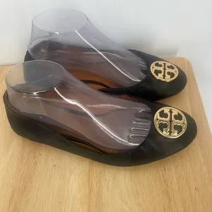 Tory Burch Black Loafers with Gold Emblem thumbnail 4