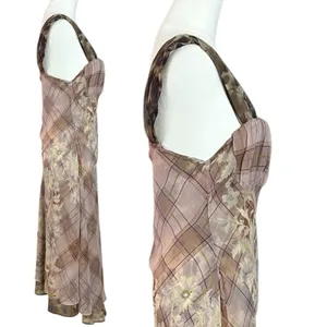 Free People Femme Grunge 90s Y2K Morning Dew Plaid Floral Midi Slip Dress Medium thumbnail 11