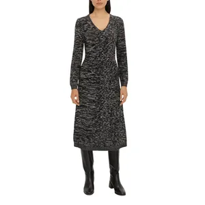Calvin Klein Black & White Marled Knit Sweater Dress Small Preppy Cozycore thumbnail 5