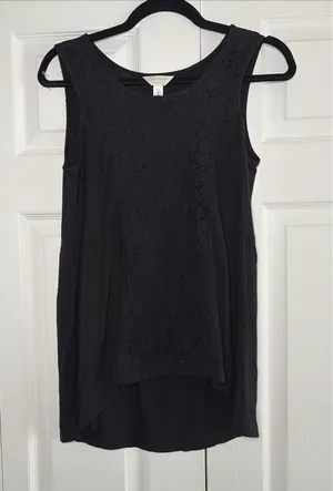 Three Seasons Maternity Lace Tank Top Womens Size S Black Sleeveless Rayon Blend thumbnail 1