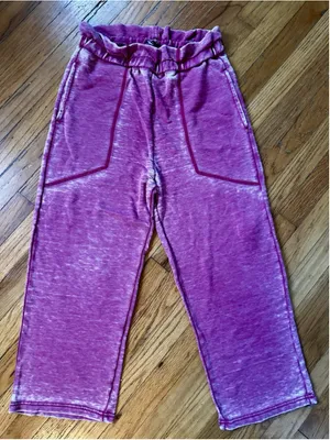 7 For All Mankind French Terry Acid Wash Set Blush Rouge Paperbag Joggers Medium thumbnail 2