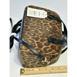 NWT Time and Tru Women Mini Satchel Crossbody Bag Faux Fur Leopard Print Boxy thumbnail 11