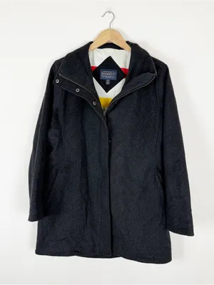 Pendleton Women's Water Resistant Cascade Wool Campbell Coat Jacket Charcoal thumbnail 4
