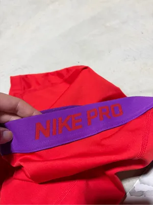 Nike pro Red Performance Shorts with Purple Waistband medium thumbnail 3