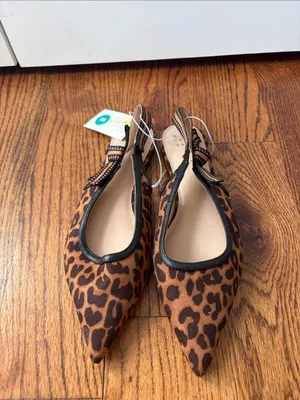 a new day Leopard Print Pointed Toe Slingback Flats Size 8 New thumbnail 2