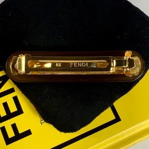 Fendi Brown Tortoise Logo Hair Clip thumbnail 5