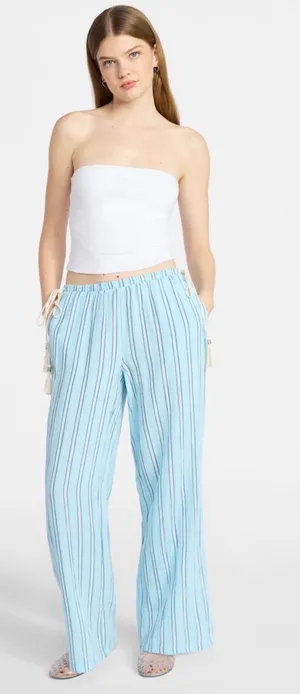 No Boundaries Cotton gauze side tie beach pants thumbnail 1