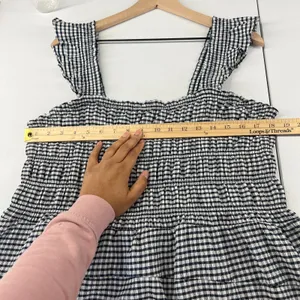 Old Navy Poplin Maxi Dress Womens 2XL Navy White Check‎ Stretch Square Neck thumbnail 10