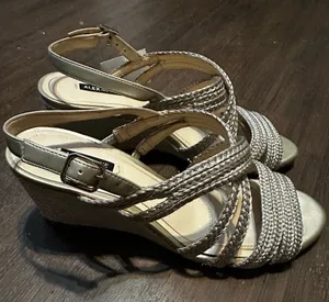 Alex Marie shoes, strappy wedge sandals, champagne , size 7.5 thumbnail 1