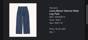 Abercrombie Linen-Blend Tailored Wide Leg Pant thumbnail 4