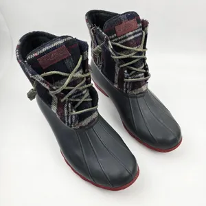 Sperry Saltwater Duck Boots Womens‎ 10 M Blue Red Wool Plaid Waterproof Rubber thumbnail 4
