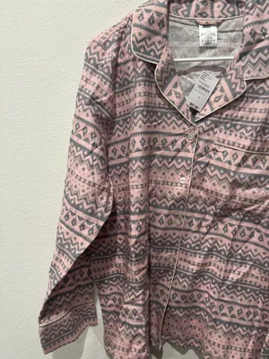 Pink and Gray Patterned Pj Top by Lands End thumbnail 2