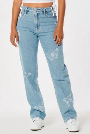 Hollister Ultra High-Rise Dad Jean Butterfly Print Size 00R thumbnail 1