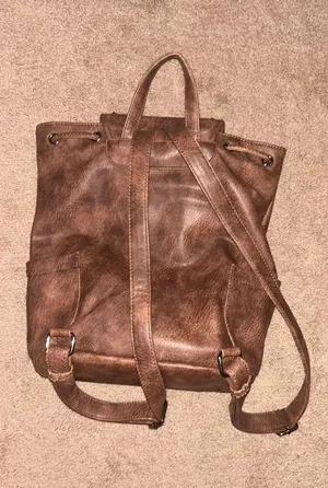 Genuine Leather Backpack Brown thumbnail 2