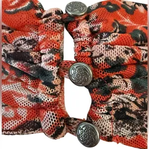 Free People All Dolled Up Top Red Combo Open Back Sheer Tie Cuffs Size Medium thumbnail 8