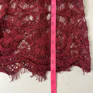 Free People Lace Mini Dress Small Burgundy Boho Bell‎ Sleeve Festival Wedding thumbnail 7