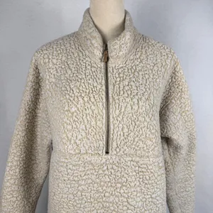Sherpa Fleece Quarter Zip Pullover Oatmeal‎ Heather Cream Womens Size Large Cozy thumbnail 2