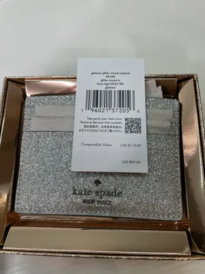 Kate Spade Silver Glitter Slim Card Holder Silver Lunar Light NWT thumbnail 11