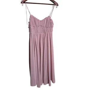 O.P.T. Gigi Ruffled Ruched Chiffon Tie Strap Cami Midi Dress size S Blush Pink thumbnail 2