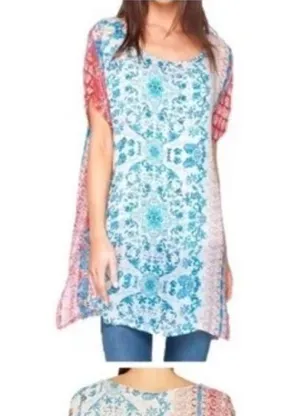 Johnny Was Bohemian Mixed Print Bayla Side Slit Tunic Large‎ thumbnail 1