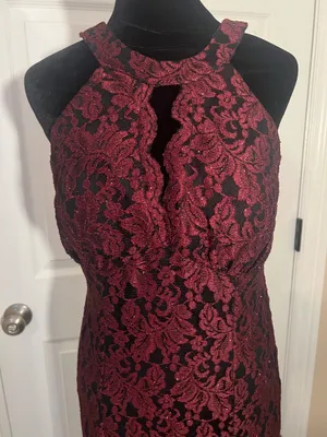 Fancy formal glitter wedding guest dress Red Size M thumbnail 2