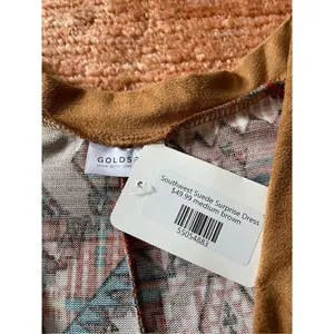 NWT Gold Spark Women's Size M S Brown On/Off Shoulder Midi Dress M thumbnail 2