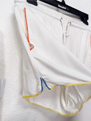 Wild Honey Ivory Rainbow Contrast Stitch Zip Hoodie Shorts Two Piece Lounge Set thumbnail 8