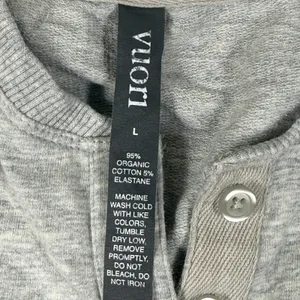 Vuori Womens Henley Pullover Sweatshirt Light Gray Organic Cotton VW296 Large thumbnail 3