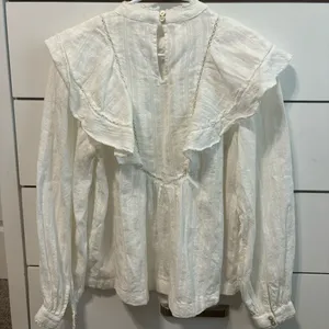 MANGO Ruffle Cotton Blouse White thumbnail 3