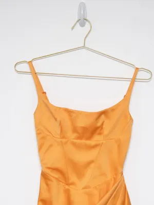 House of CB - Bianca Tangerine Satin Corset Midi Dress thumbnail 13