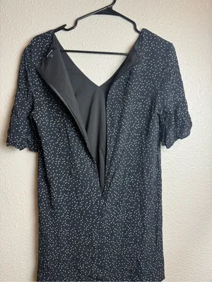 Madewell Black Polka Dot V neck mini dress‎ ruffle sleeve Size 0 thumbnail 3