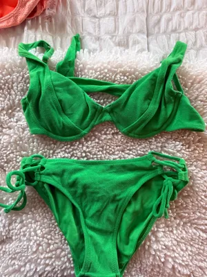 Green Terry cloth bikini thumbnail 1