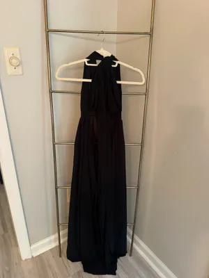 Black V Neck Floor Length Dres thumbnail 3