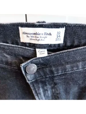 Abercrombie & Fitch 90s Ultra High Rise Black Jeans Women 32 thumbnail 9