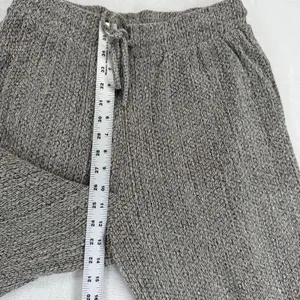 Zara‎ Womens Large Gray Textured Knit Wide Leg Drawstring Lounge Pants High Rise thumbnail 4