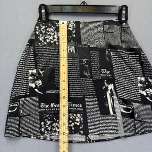 Reformation Black White Silk Newspaper Print Mini‎ Skirt The Best of Times XXS thumbnail 7