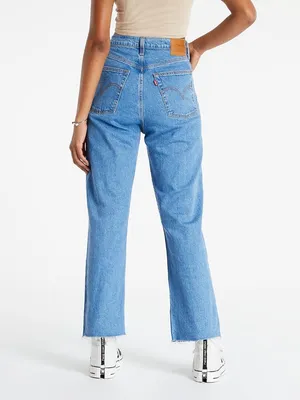 Levi's Ribcage Straight Ankle Jeans Blue Womens 30 High Rise Fray Hem Button Fly thumbnail 2