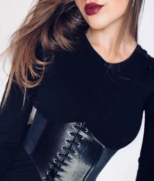 NEW Black Faux Leather Lace-Up Corset Waist Belt Goth Witch Halloween Costume Outfit thumbnail 14
