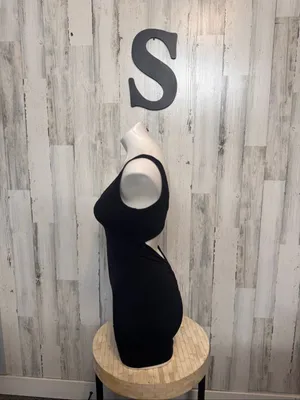 Backless Scrunch Butt Romper Bodysuit Womens S Solid Black Biker thumbnail 4