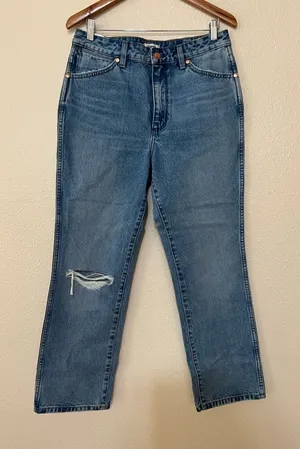 Wrangler Wild West 603 High Rise Straight Ripped Knee Jeans NEW 29 x 28 thumbnail 1