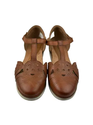 *Cobb Hill Laci Fisherman Comfort Mary Jane Shoe Women 8.5 Brown Leather T-Strap thumbnail 2