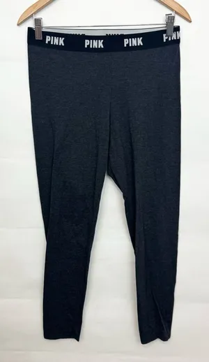 Victoria's Secret's PINK charcoal Leggings with Logo Waistband Large thumbnail 1