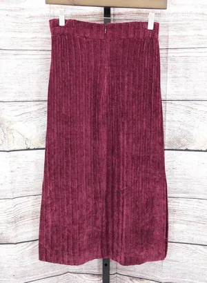 Anthro Hutch Burgandy Velour Midi Skirt Size XS thumbnail 5