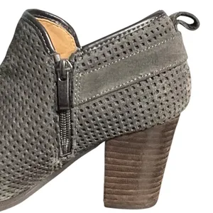 Franco Sarto Shoes Womens Size 7M Gray Perforated Leather Booties Block Heel Zip thumbnail 10
