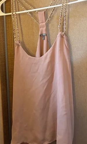 FINAL MARKDOWN Charlotte Russe Blush Pink top with Chain Straps lined medium thumbnail 1