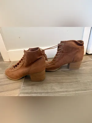 Charlotte Russe Cognac Lace-Up Peep Toe Sandals thumbnail 3