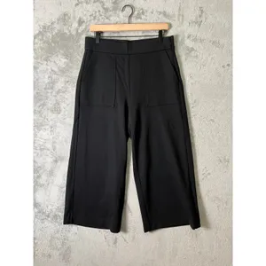 J.Crew Ponte Wide Leg Pants Black Patch‎ Pocket Minimalist Quiet Office MD New thumbnail 3